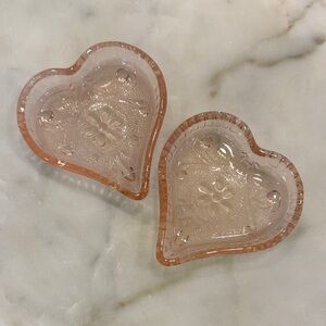 Vintage 2-pack 1990’s Tiara Indiana Glass Pink Heart-shaped Trinket Dishes